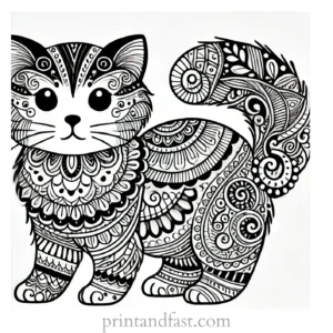 intricate cat coloring page