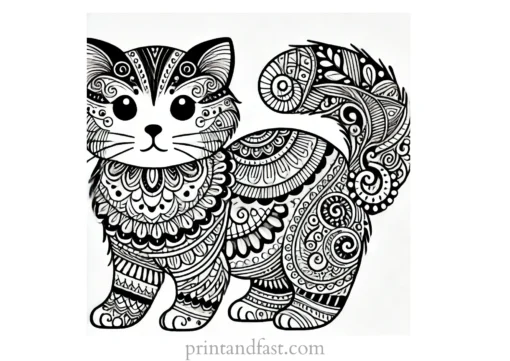 intricate cat coloring page