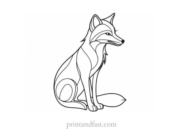 intricate fox coloring page