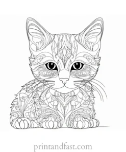 intricate kitten coloring page