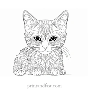 intricate kitten coloring page