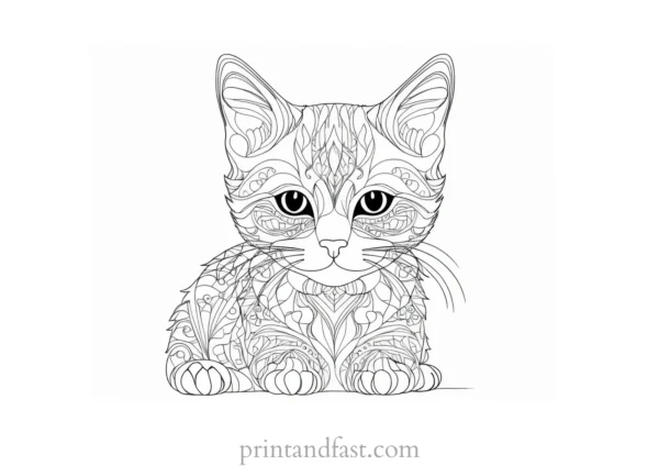 intricate kitten coloring page