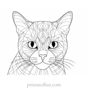 intricate kitty coloring page