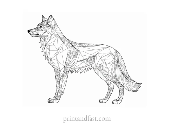 intricate wolf coloring page