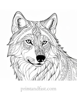 intricate wolf coloring sheet