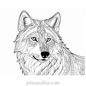 intricate wolf coloring sheet