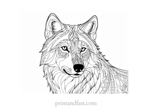 intricate wolf coloring sheet