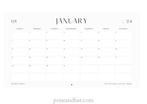 january 2024 calendar printable