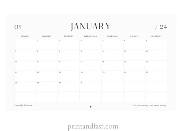 january 2024 calendar printable