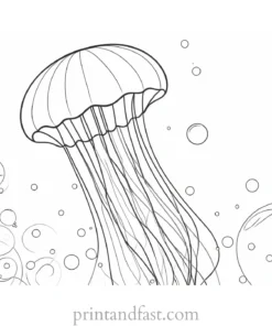 jellyfish coloring page with bubbles