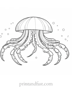 jellyfish coloring page with crab