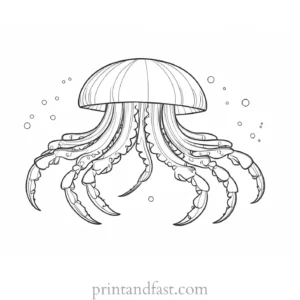 jellyfish coloring page with crab