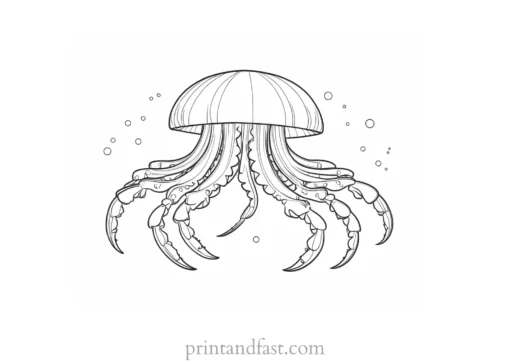 jellyfish coloring page with crab