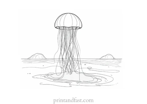 jellyfish coloring page with sand