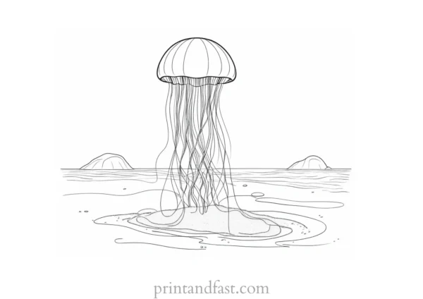 jellyfish coloring page with sand