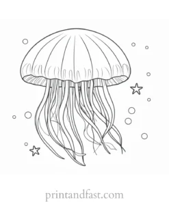 jellyfish coloring page with starfish