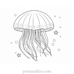 jellyfish coloring page with starfish