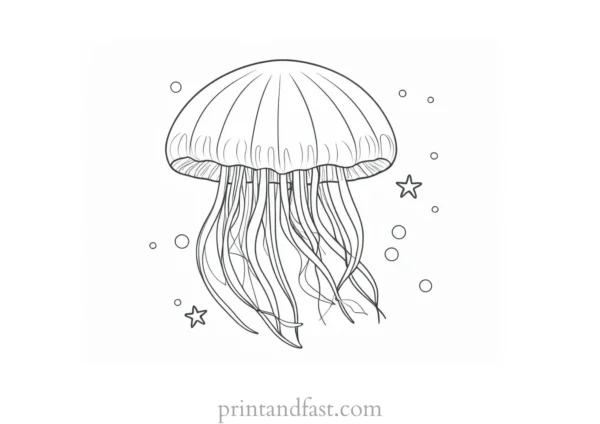 jellyfish coloring page with starfish