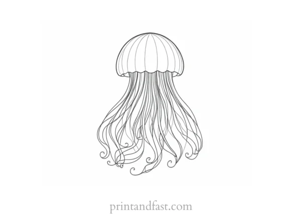 jellyfish coloring page with waves