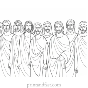 jesus coloring page with disciples