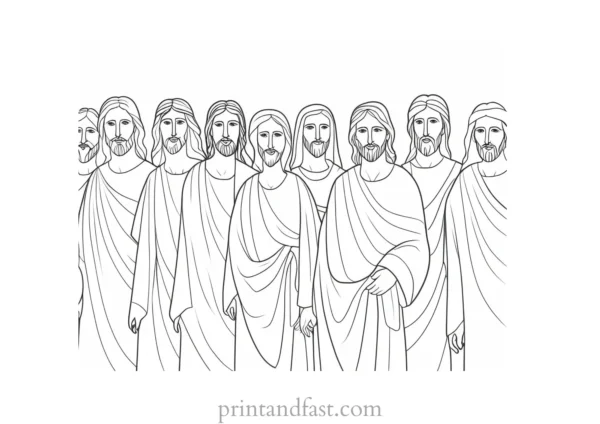 jesus coloring page with disciples