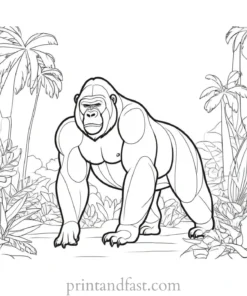 jungle Gorilla Coloring Page