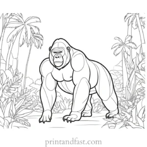 jungle Gorilla Coloring Page