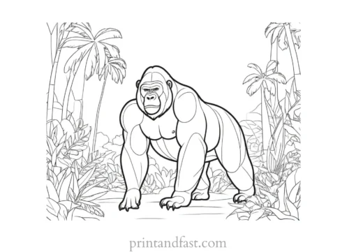 jungle Gorilla Coloring Page