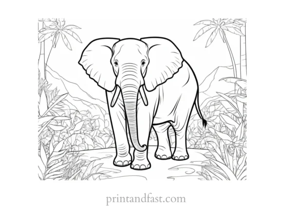 jungle elephant coloring page