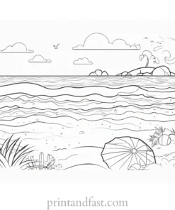 kawaii coloring page beach