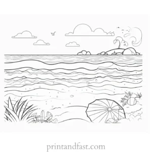 kawaii coloring page beach