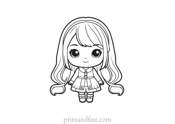 kawaii coloring page chibi