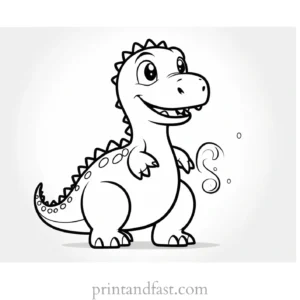 kawaii coloring page dinosaur