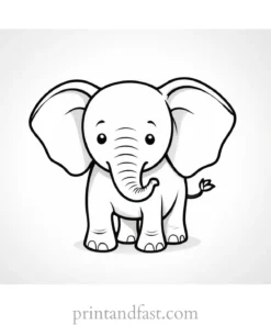 kawaii coloring page elephant