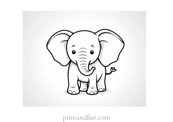 kawaii coloring page elephant