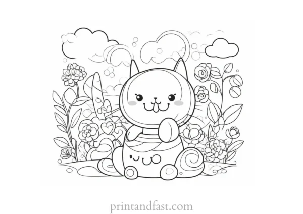 kawaii coloring page for adults