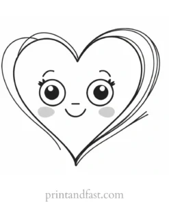 kawaii coloring page heart