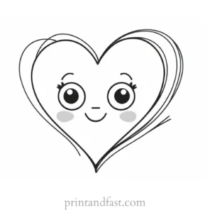 kawaii coloring page heart