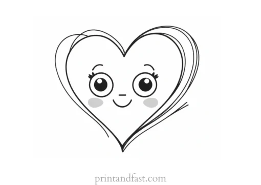 kawaii coloring page heart