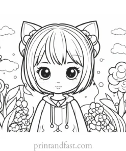 kawaii coloring page manga