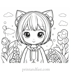 kawaii coloring page manga