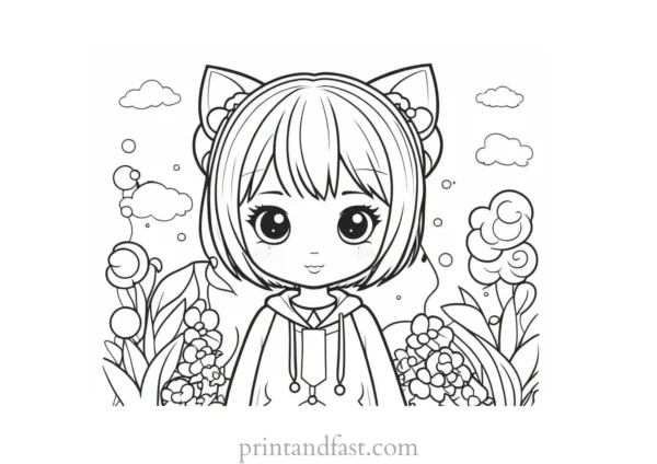 kawaii coloring page manga