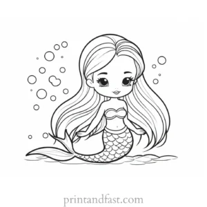 kawaii coloring page mermaid