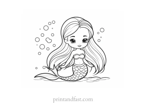 kawaii coloring page mermaid