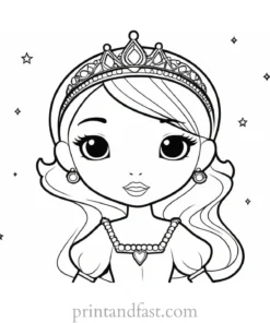 kawaii coloring page princess