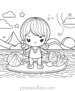 kawaii coloring page summer