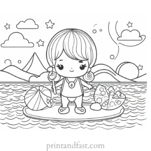 kawaii coloring page summer