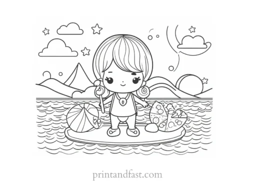 kawaii coloring page summer