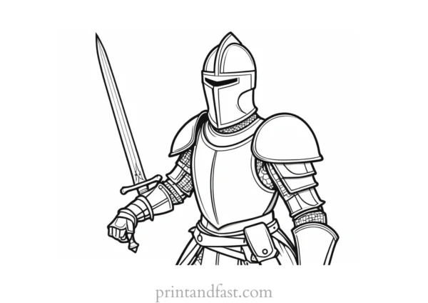 knight coloring page battle