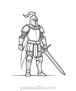 knight coloring page cartoon